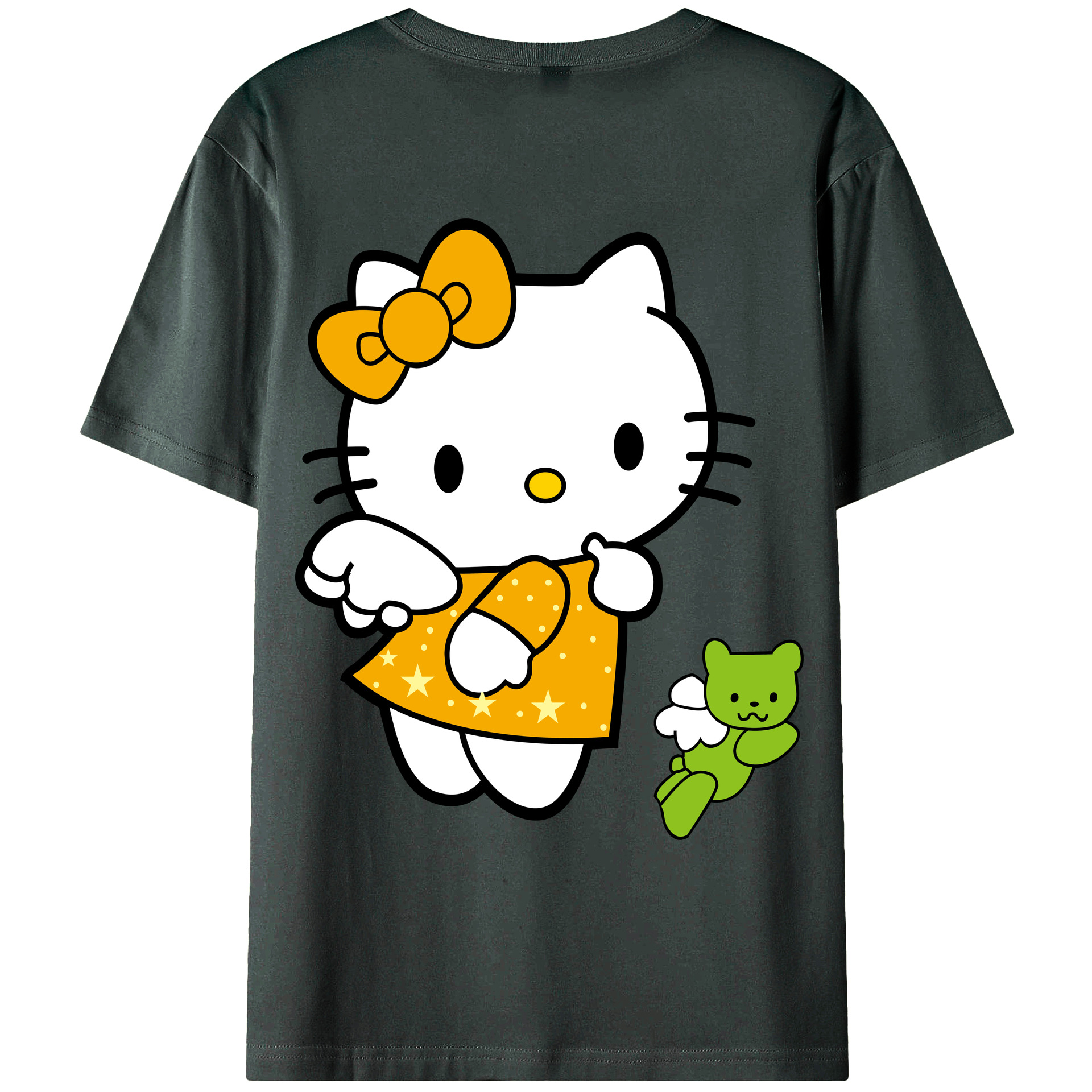 （画像用） Hello Kitty ハローキティ 綿100％ メンズ半袖Tシャツ（バックプリント） 通気性